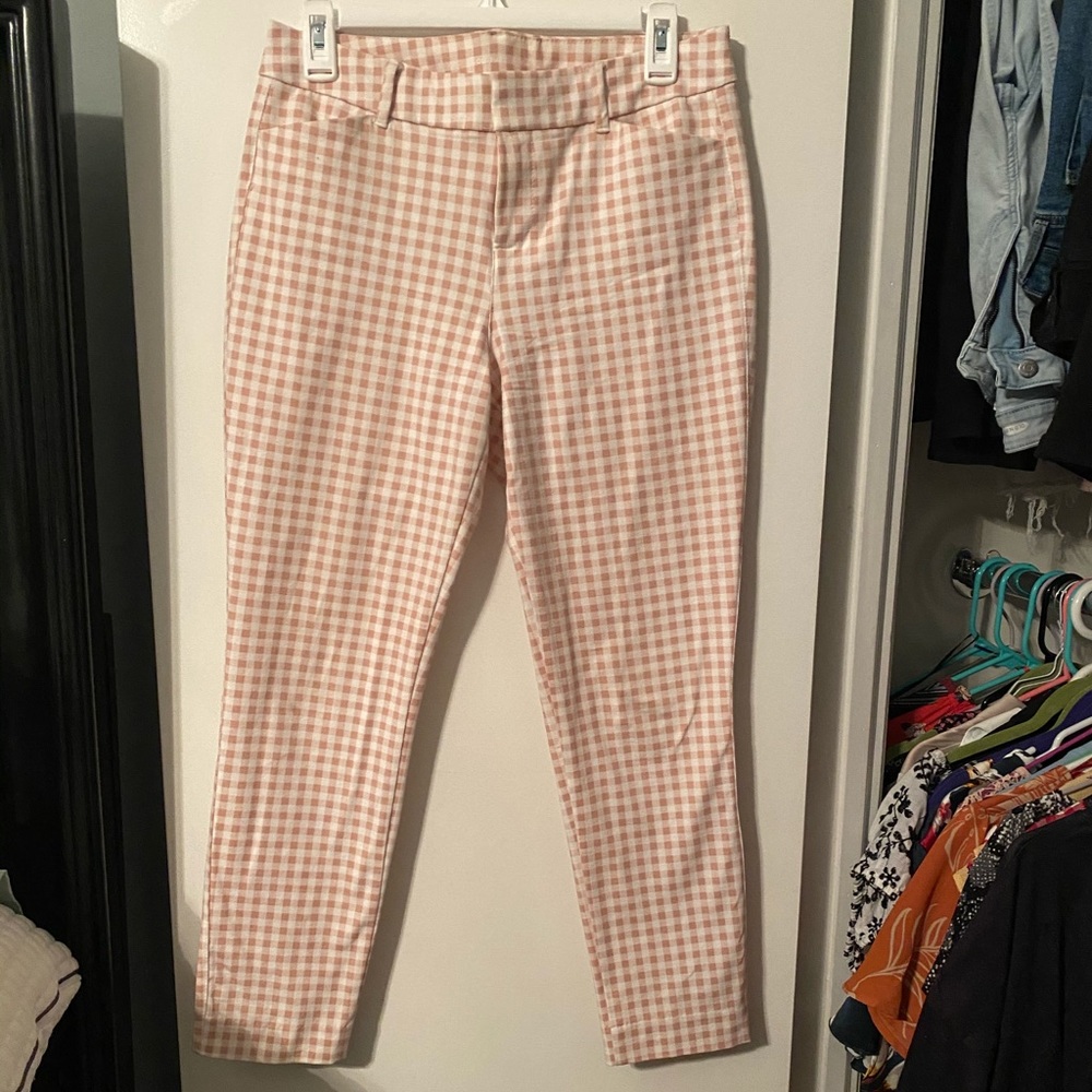 Pink and white gingham pants